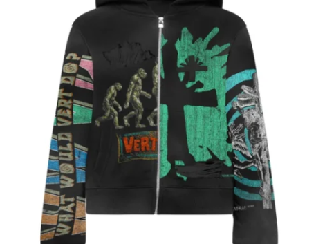 VERTABRAE – Black Montage Zip Up Hoodie